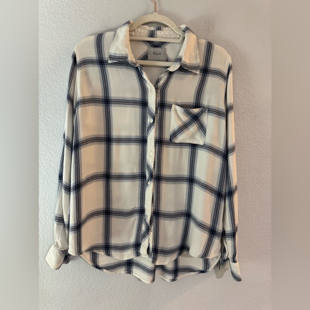 Rails Cream and Blue Plaid Shirt